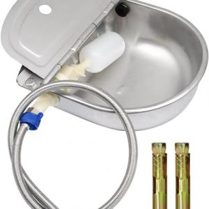 Automatic Water Feeder Trough Bowl with Pipe for Cattle Horse Goat Sheep Dog Animals Stainless
