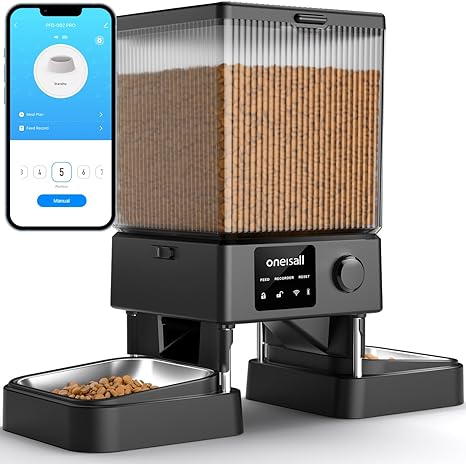 279 oneisall Automatic Dog Feeder with 5G WIFI, Automatic Dog Food Dispenser for 2 Dogs Small Pets